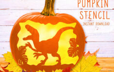 Dinosaur Pumpkin Stencil, Velociraptor Printable Stencil for Dinosaur Pumpkin Stencil Free Printable