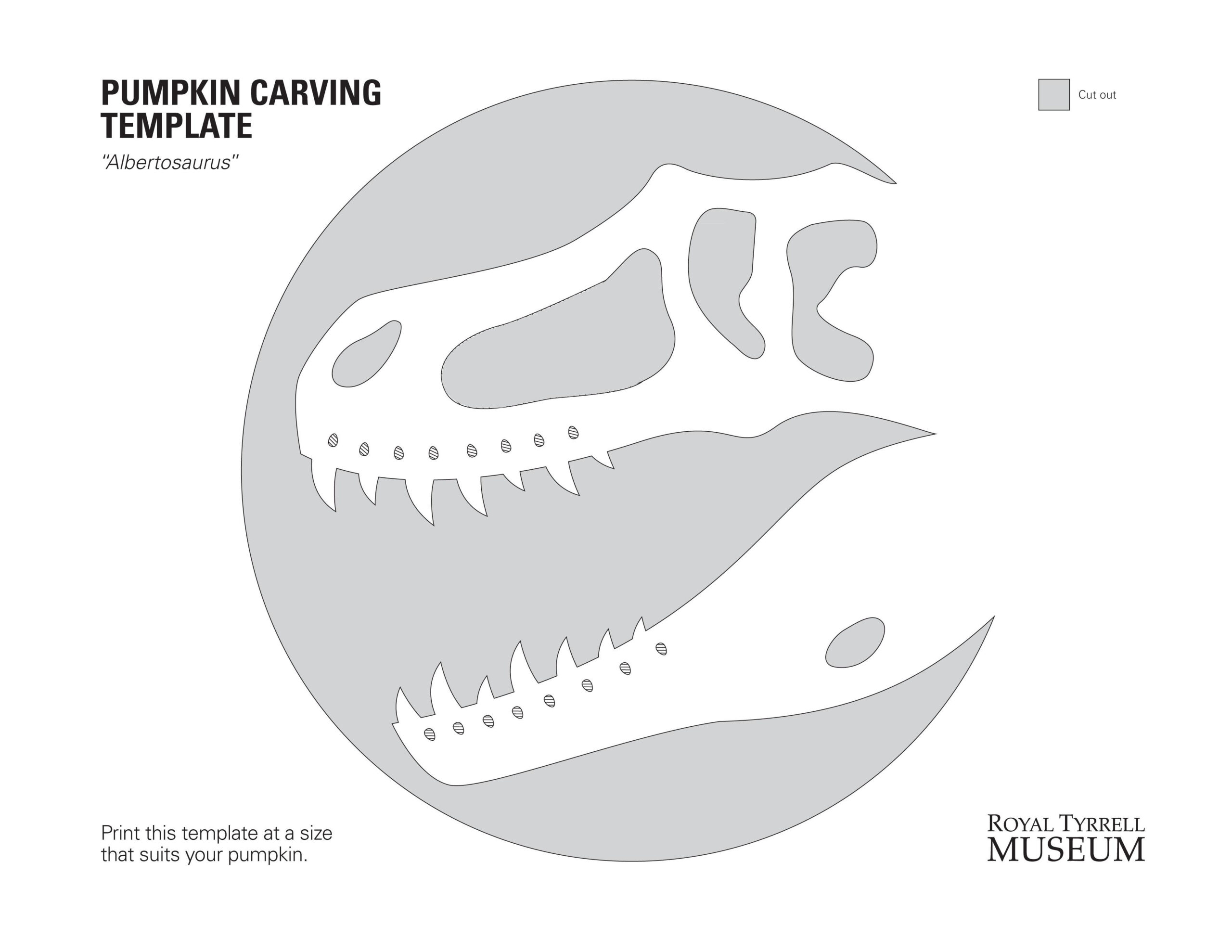 Dinosaur T-Rex Skeleton (Free Pumpkin Stencil - Pumpkin Pattern in Dinosaur Pumpkin Template Printable