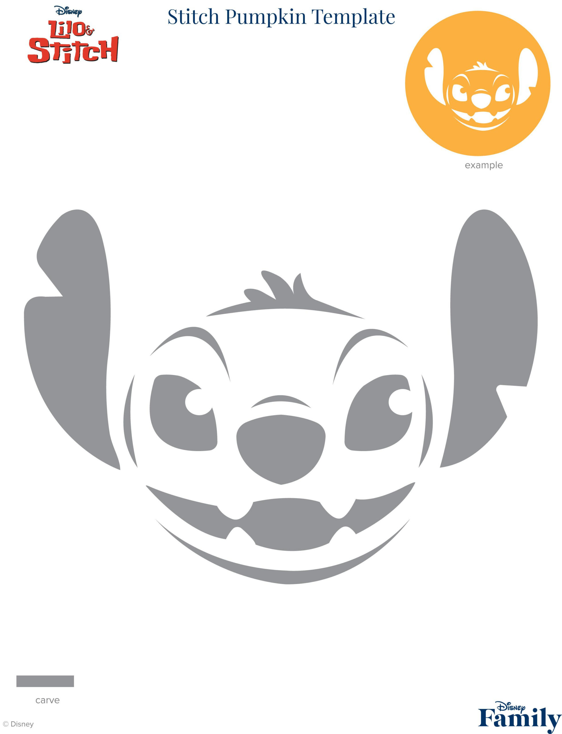 Disney: Lilo & Stitch (Free Pumpkin Stencil - Pumpkin Pattern for Pumpkin Stencil Printable Stitch