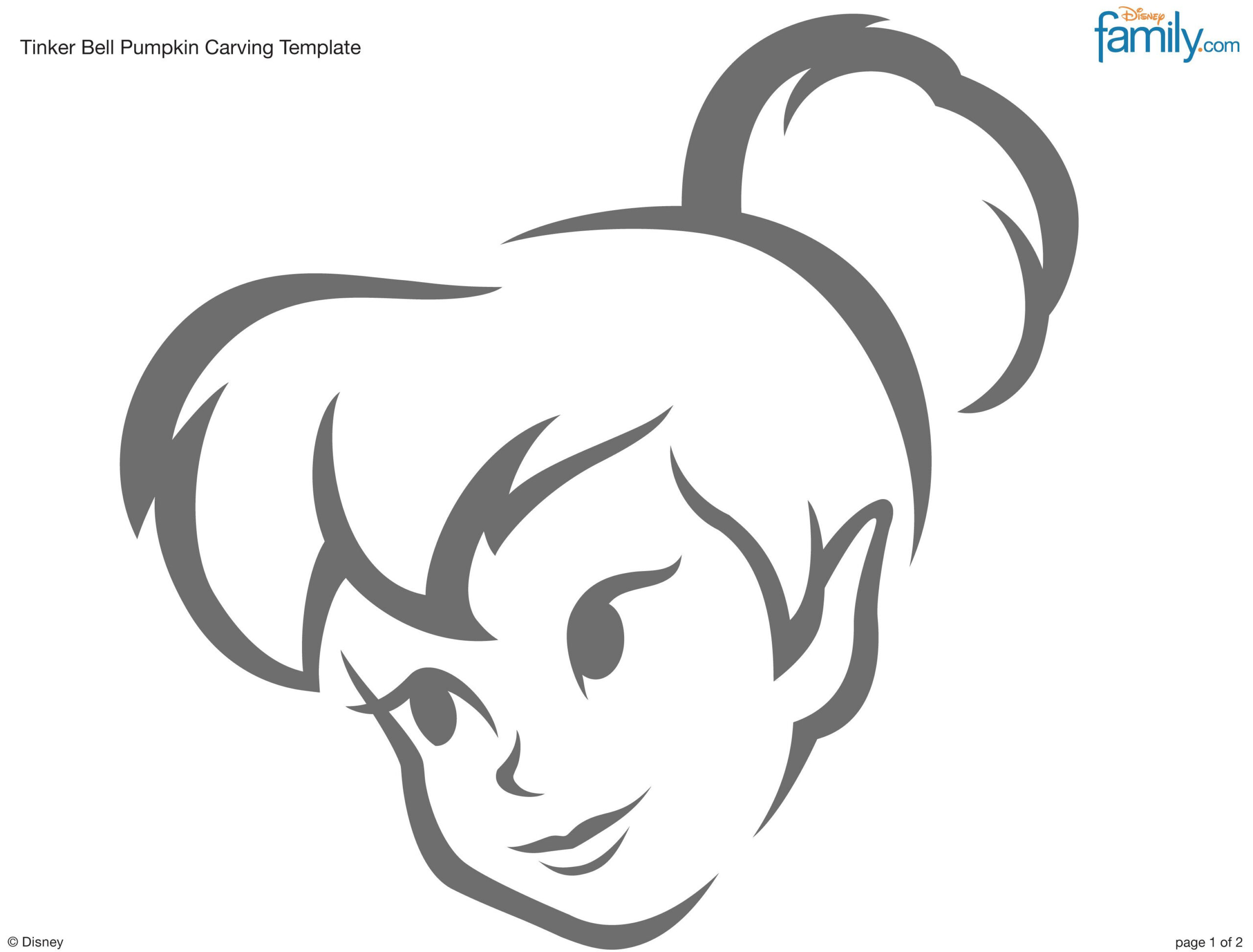 Disney: Peter Pan: Tinkerbell (Pumpkin Stencil - Pumpkin Pattern inside Printable Peter Pan Pumpkin Stencil