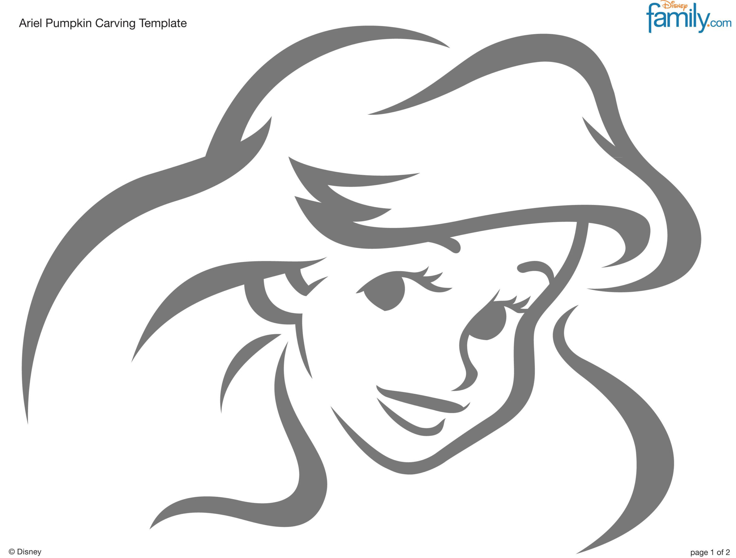 Disney: The Little Mermaid (Pumpkin Stencil - Pumpkin Pattern in Ariel Pumpkin Stencils Free Printable