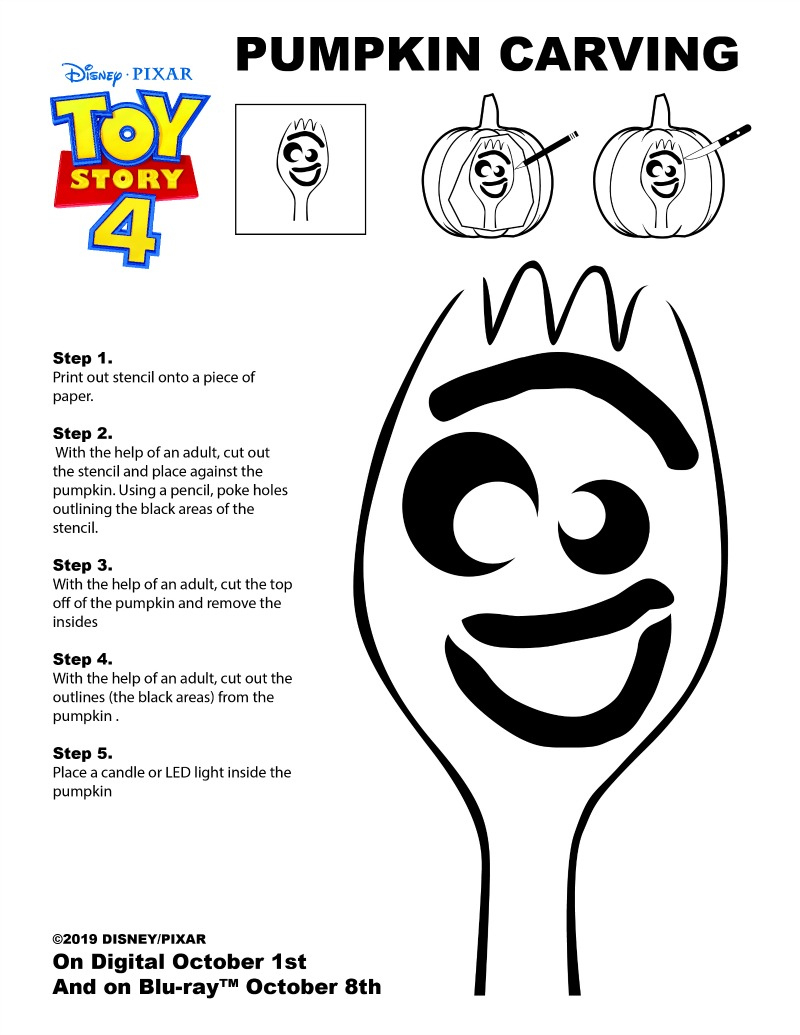 Disney Toy Story Forky Pumpkin Stencil - Mama Likes This throughout Buzz Lightyear Pumpkin Stencil Free Printables