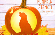 Dog Pumpkin Stencil, Golden Retriever Printable, Jack O' Lantern within Golden Retriever Pumpkin Stencil Printable