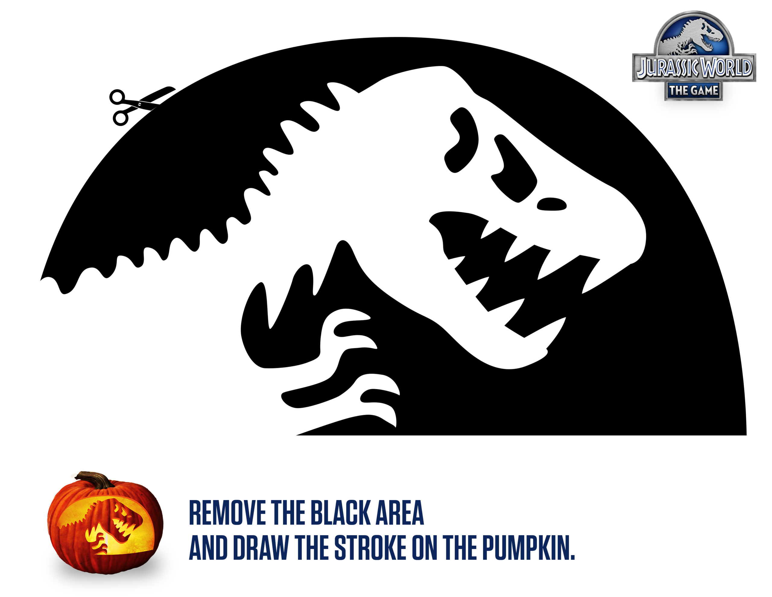 Download Your Jurassic Pumpkin Stencil – Jurassic World: The Game intended for Dinosaur Pumpkin Template Printable