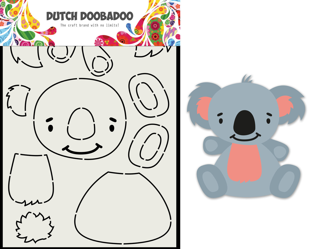 Dutch Doobadoo - Stencil - Dutch Card Art Build Up - " Koala " - Stencil A5 - Schablone for Printable Koala Pumpkin Stencil