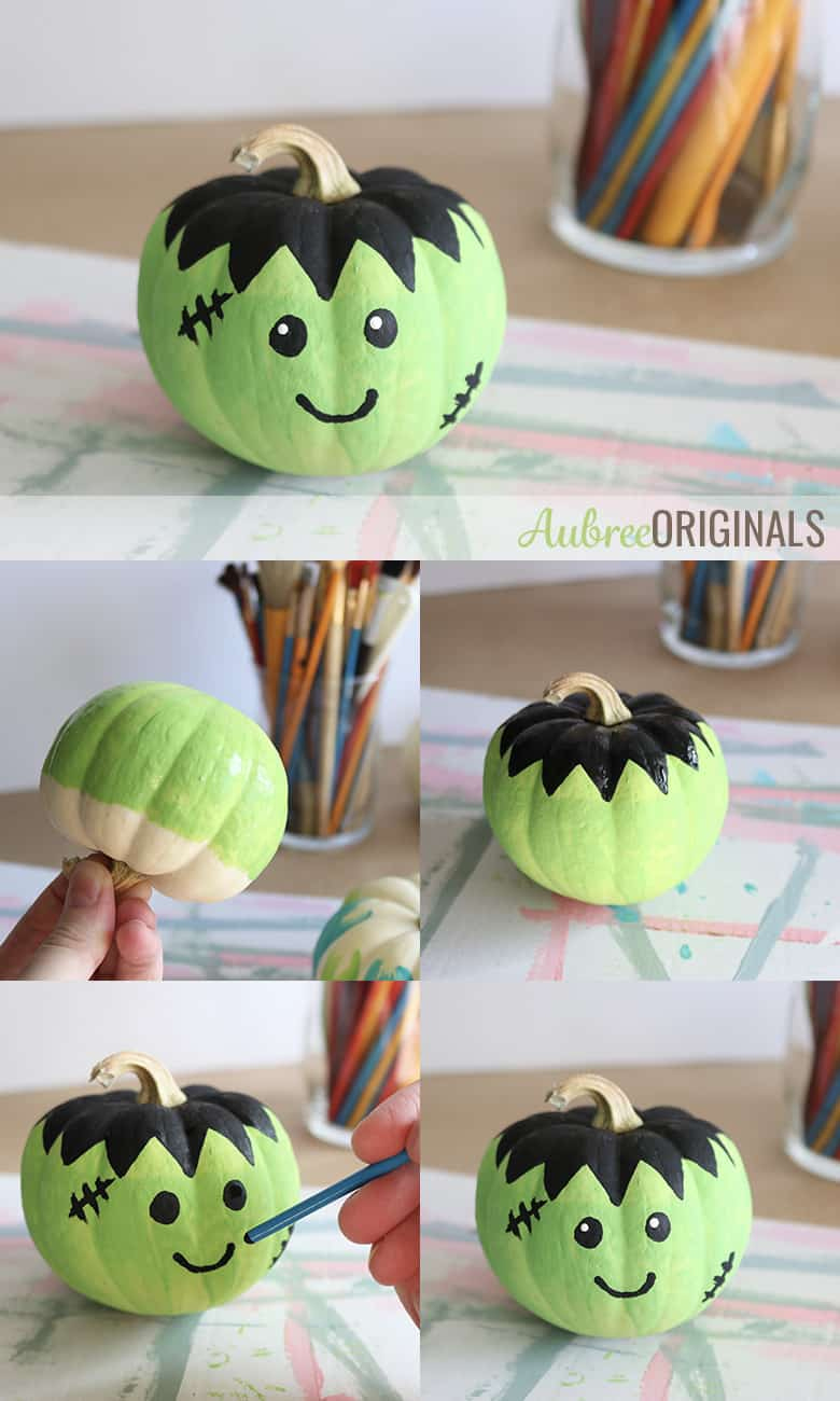 Easy Painted Pumpkins: How To Paint Simple Monster Faces - Aubree in Pumpkin Painting Ideas Zombie