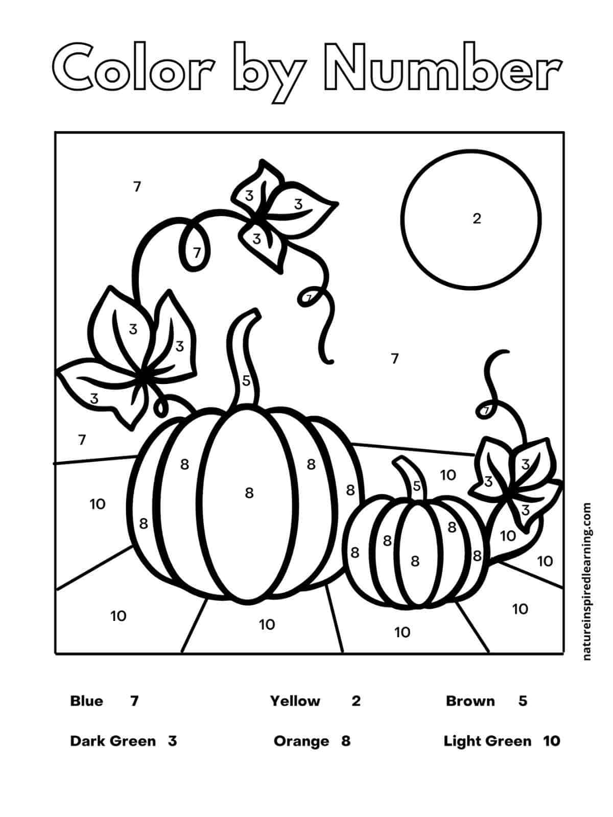 Fall Colornumber - Nature Inspired Learning - Worksheets Library intended for Free Printable Pumpkin Color By Number