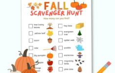Fall Scavenger Hunt For Kids - Free Printable Pdf intended for Printable Pumpkin Patch Scavenger Hunt