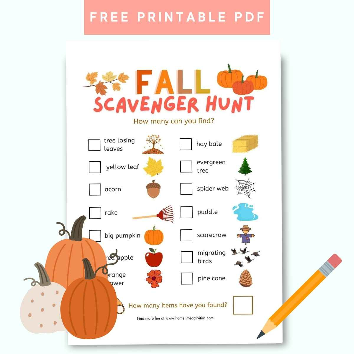 Fall Scavenger Hunt For Kids - Free Printable Pdf intended for Printable Pumpkin Patch Scavenger Hunt