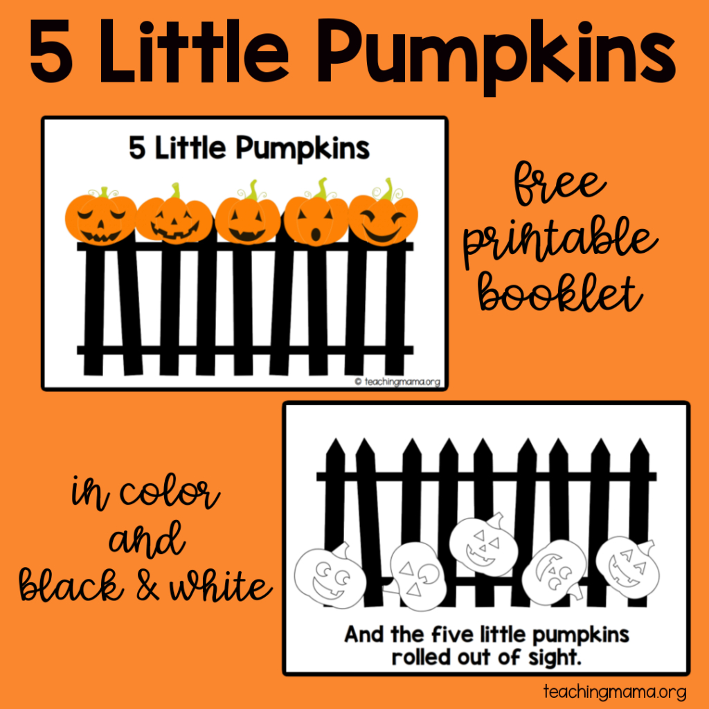 Five Little Pumpkins - Free Rhyme Booklet within Free Printable 5 Little Pumpkins