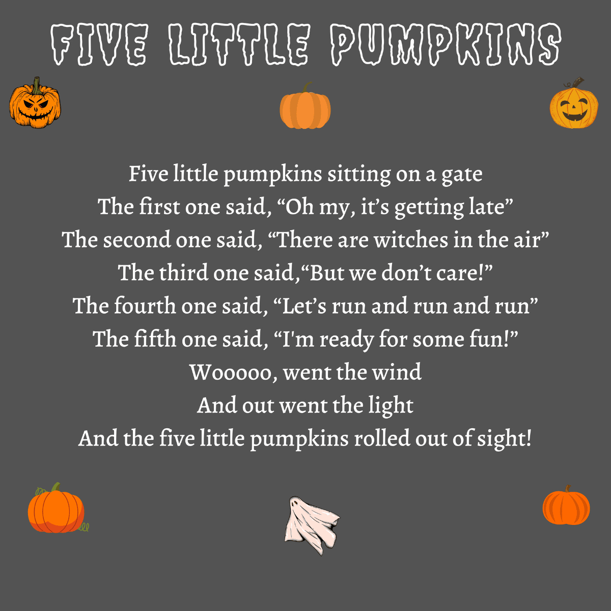 Five Little Pumpkins Printable Lyrics, Origins, And Video with regard to Five Little Pumpkins Story Printable