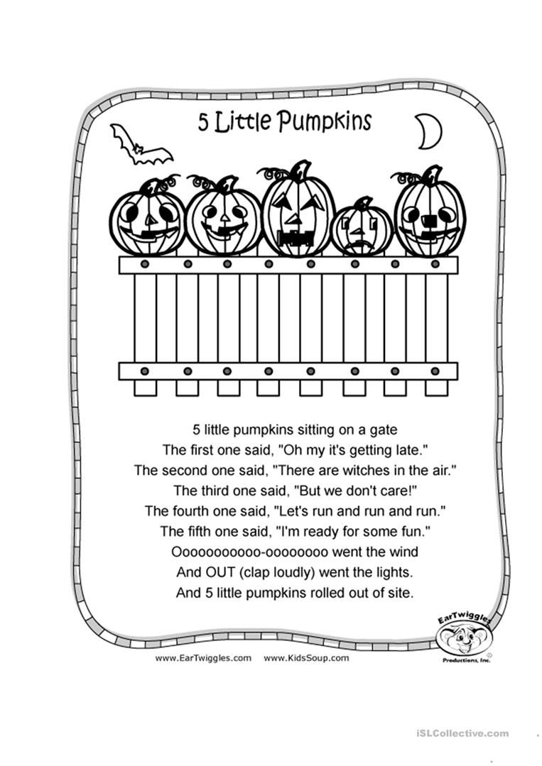 Five Little Pumpkins Printable Poem - Printable Party Favors in Free Printable 5 Little Pumpkins