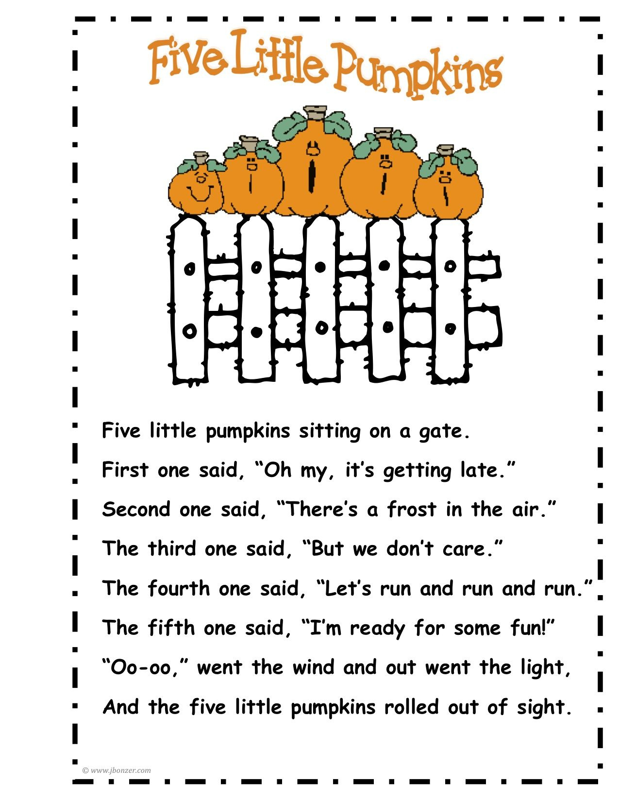 Five Little Pumpkins Printable Poem - Printable Party Favors with regard to 5 Little Pumpkins Lyrics Printable
