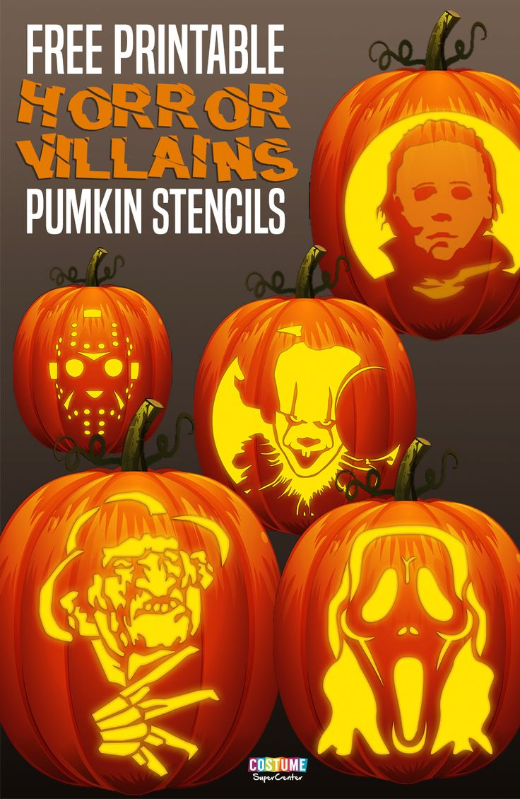 Free Classic Horror Villains Pumpkin Stencils | Costume pertaining to Free Printable Horror Movie Pumpkin Stencils