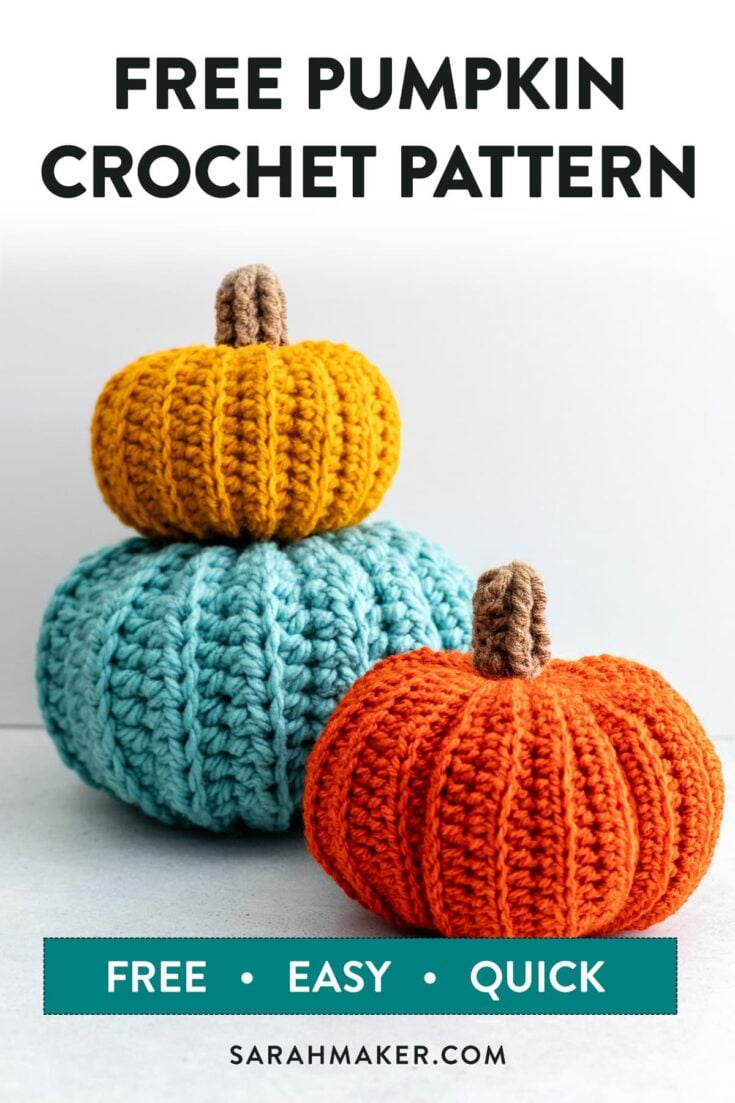 Free Crochet Pumpkin Pattern: 3 Sizes + Any Yarn - Sarah Maker throughout Crochet Pumpkin Pattern Printable