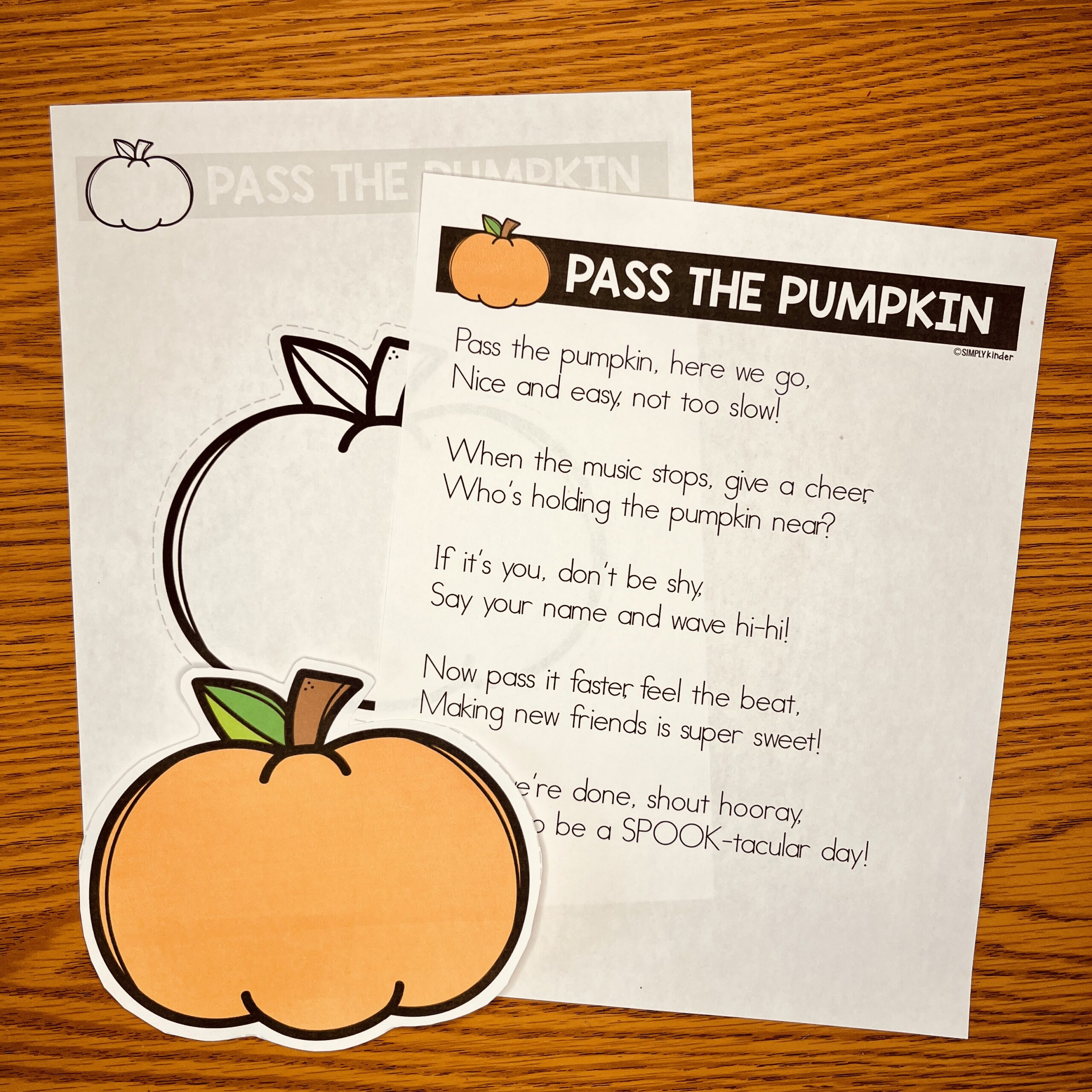 Free Pass The Pumpkin Poem - Simply Kinder + Printable Membership intended for Pass The Pumpkin Free Printable
