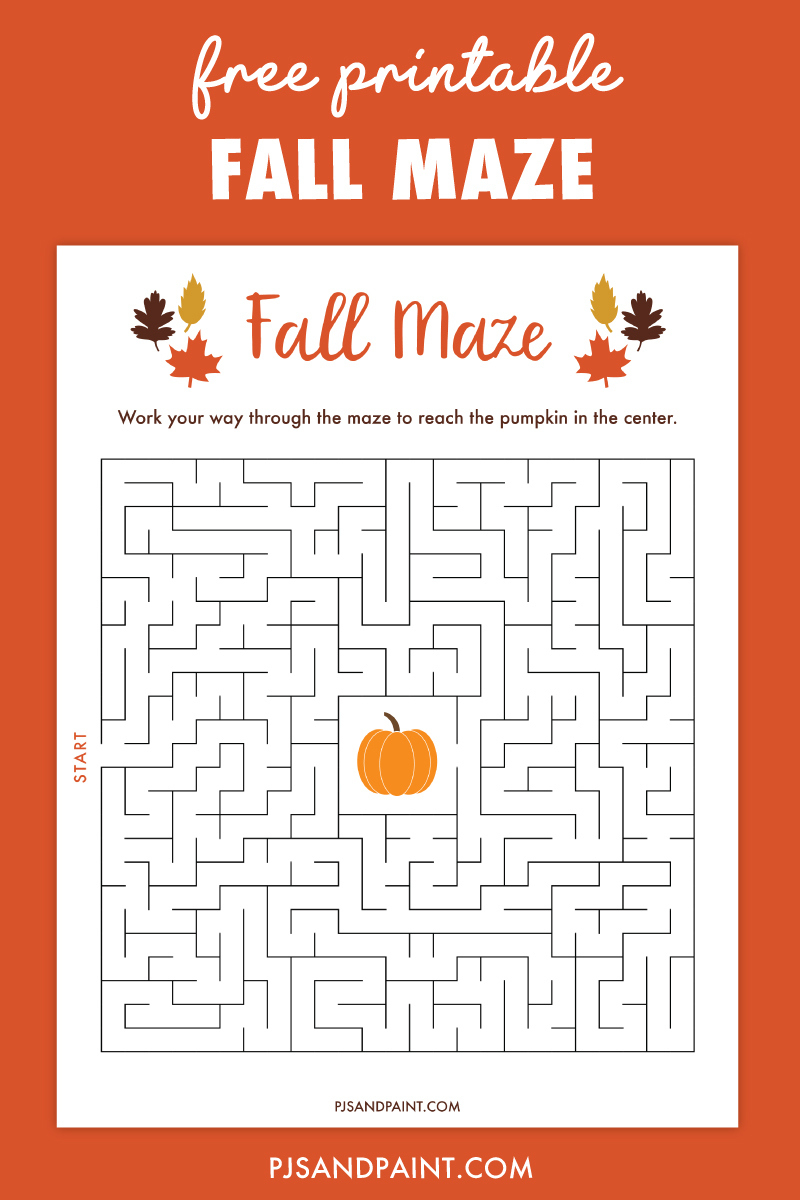 Free Printable Fall Maze - Pjs And Paint throughout Pumpkin Maze Printable Free