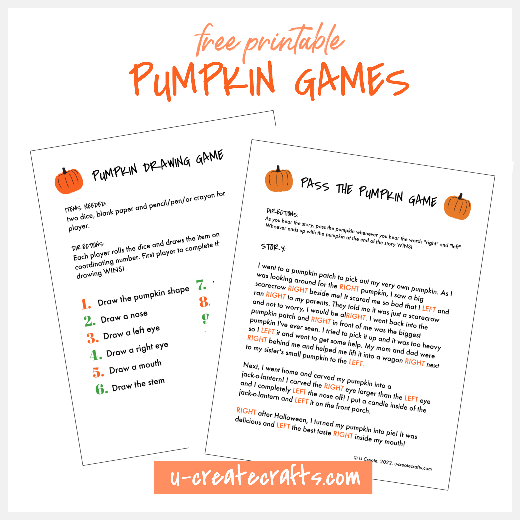 Free Printable Pumpkin Games - U Create throughout Free Printable Pass The Pumpkin Game Printable