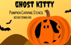 Ghost Kitty Pumpkin Carving Stencil | 1 Kawaii Halloween Jack O in Jack O Lantern Printable Hello Kitty Pumpkin Stencil