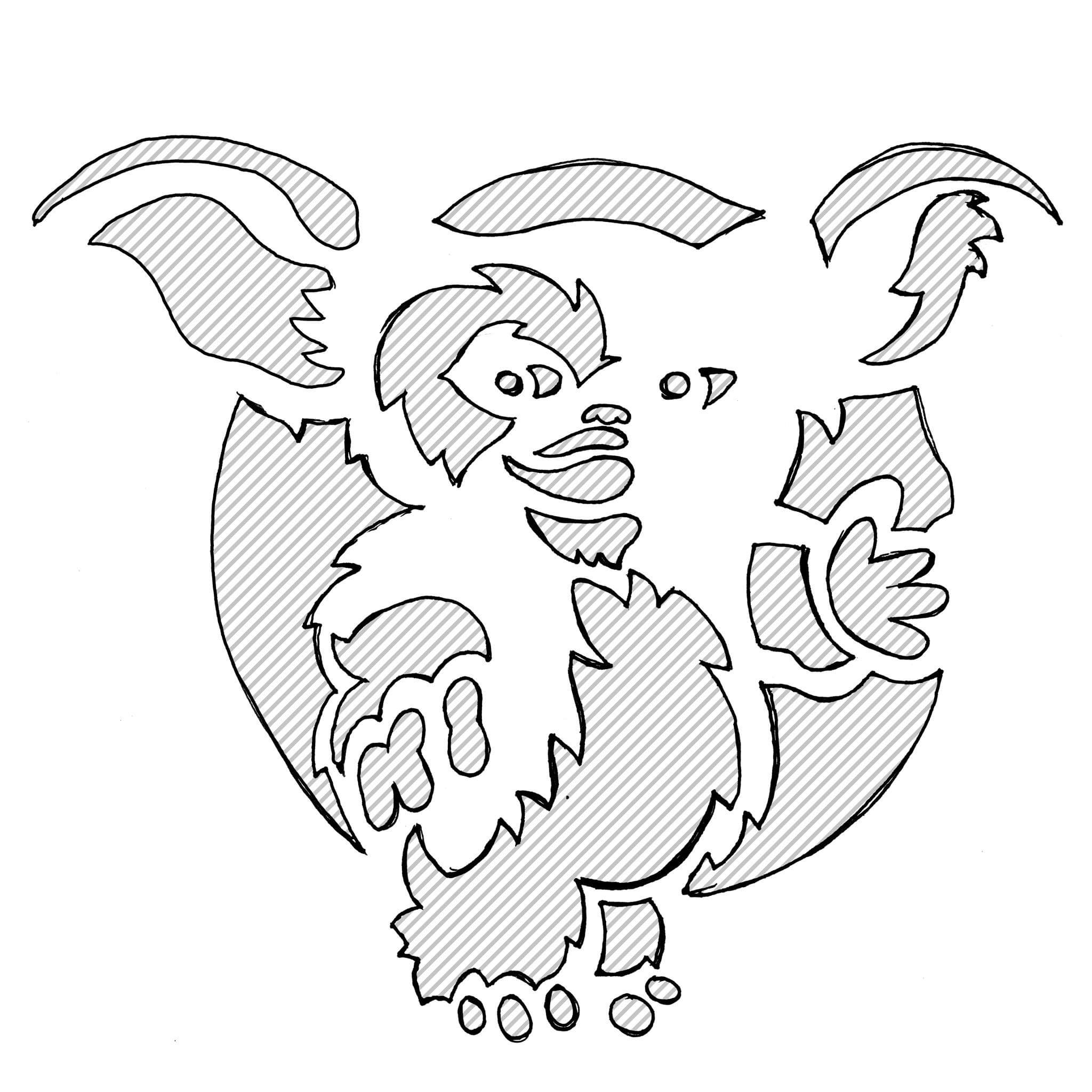 Gremlins (Pumpkin Stencil - Pumpkin Pattern - Pumpkin Template for Printable Gizmo Pumpkin Stencil