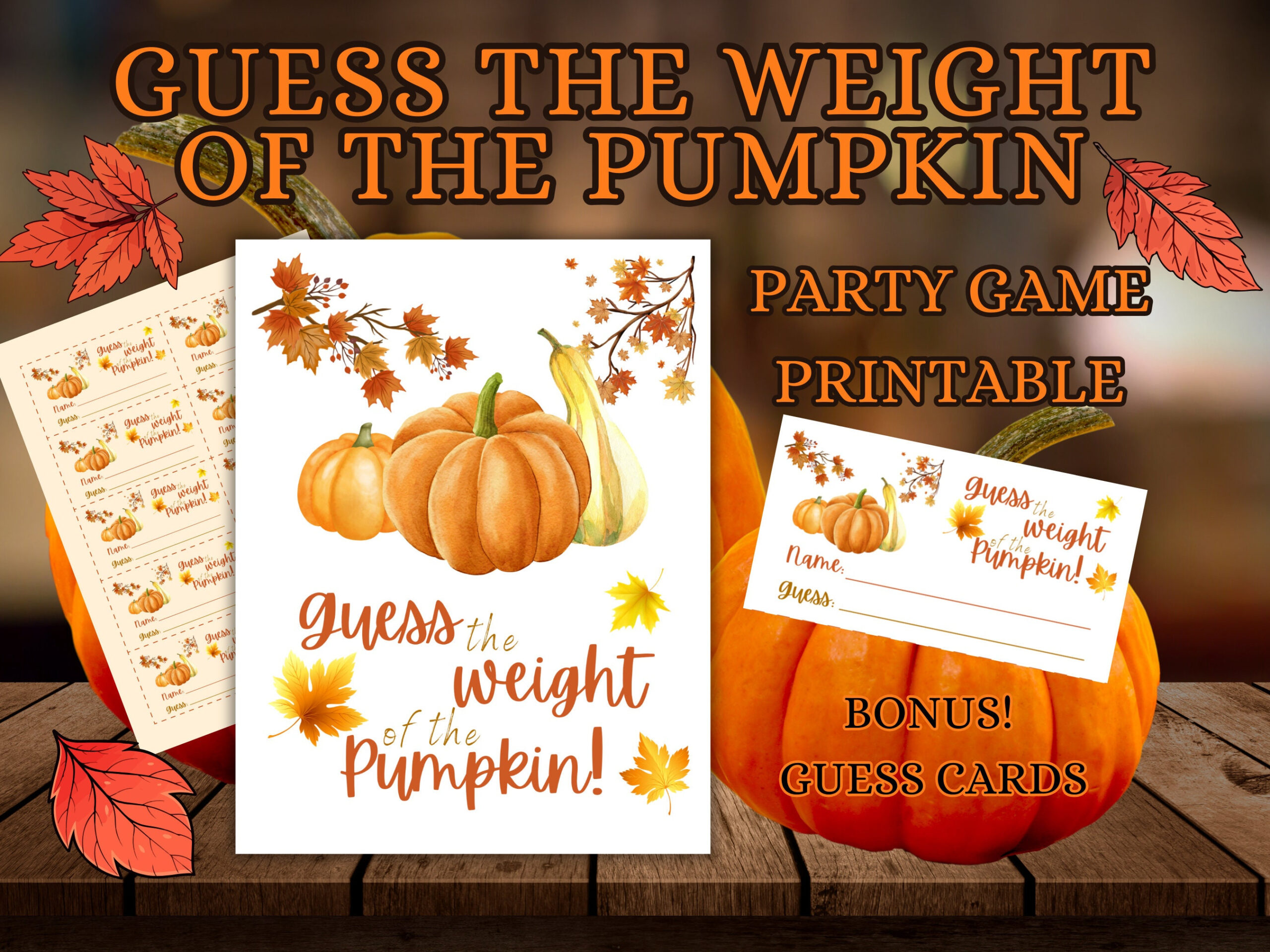 Guess Pumpkin Weight - Etsy within Printable Guess The Weight Of The Pumpkin Template