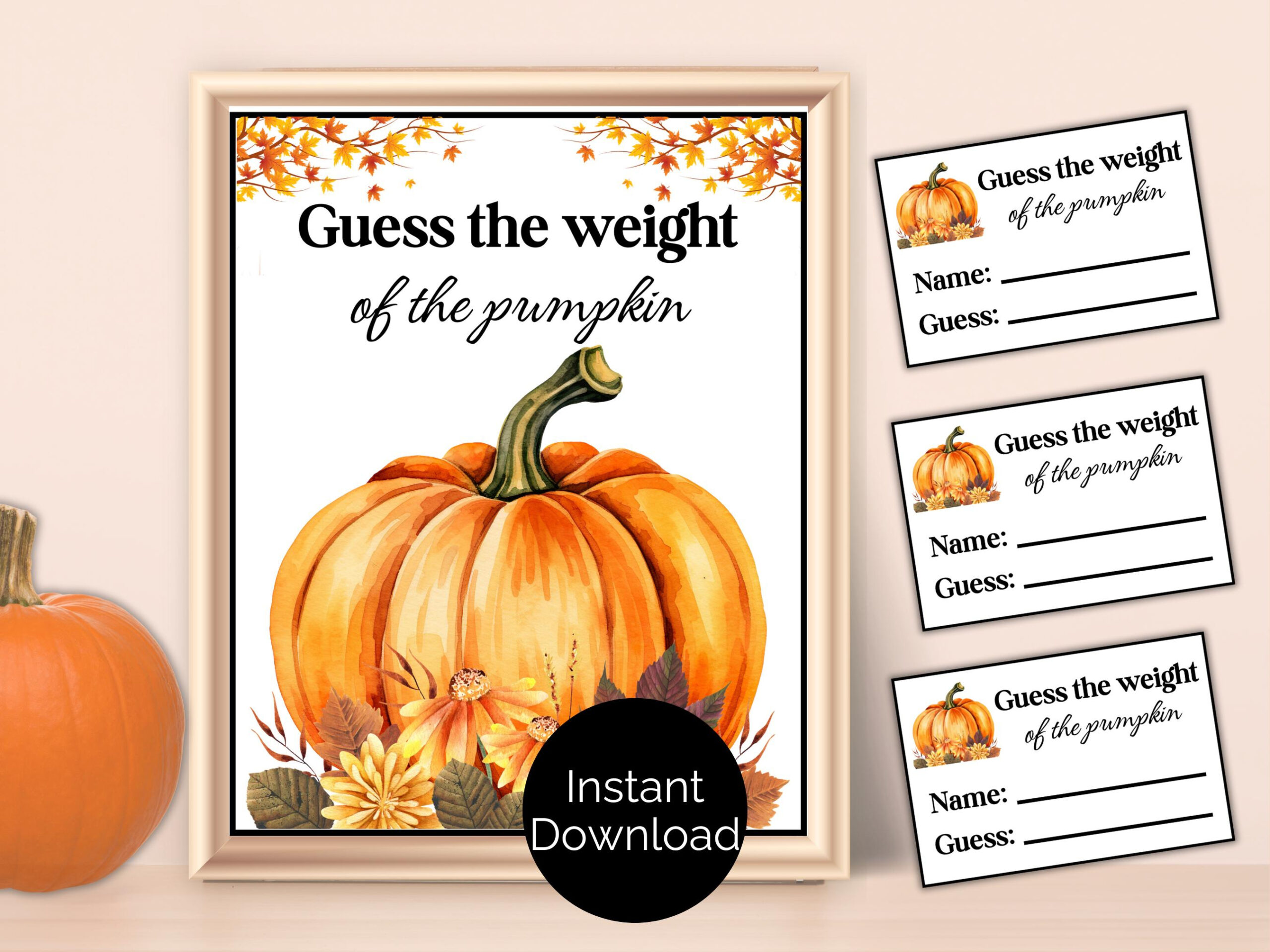 Guess The Weight Of The Pumpkin Sign, Halloween Party Game pertaining to Printable Guess The Weight of The Pumpkin Template
