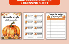 Guess The Weight Of The Pumpkin Sign, Halloween Party Game, Printable  Halloween Guessing Game, Thanksgiving Guessing Game, Fall Baby Shower with regard to Printable Guess The Weight of The Pumpkin Template