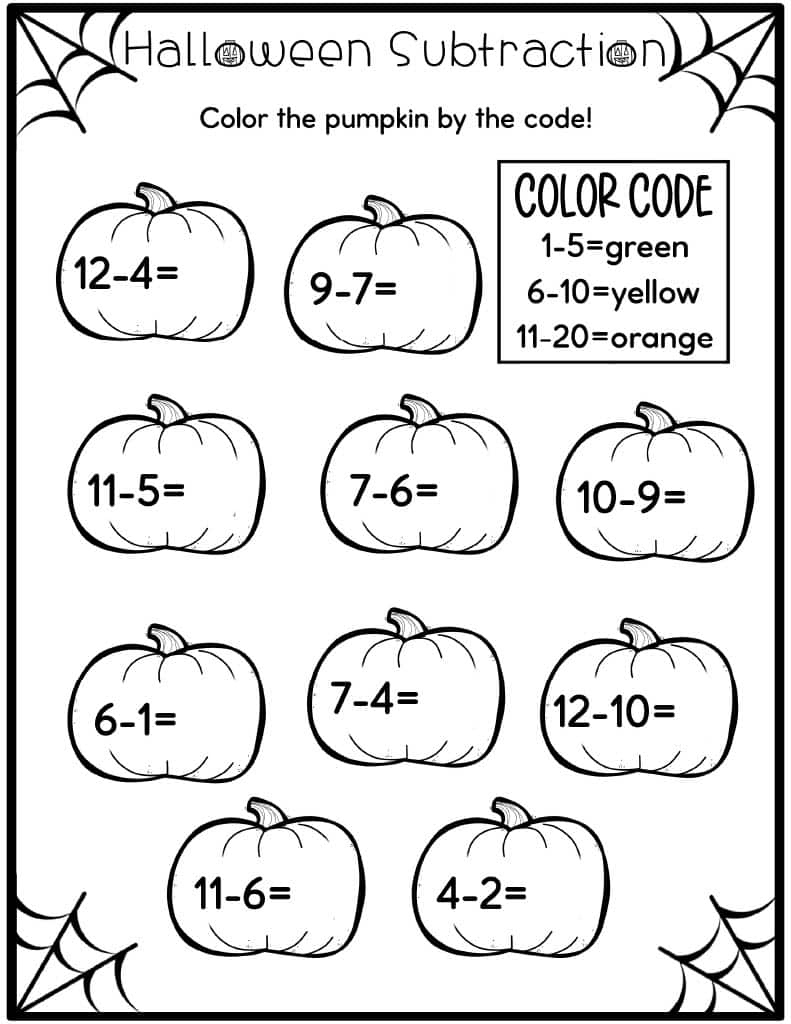 Halloween Addition And Subtraction Worksheets - Kids Activity Zone for Free Printable Pumpkin Math Worksheets