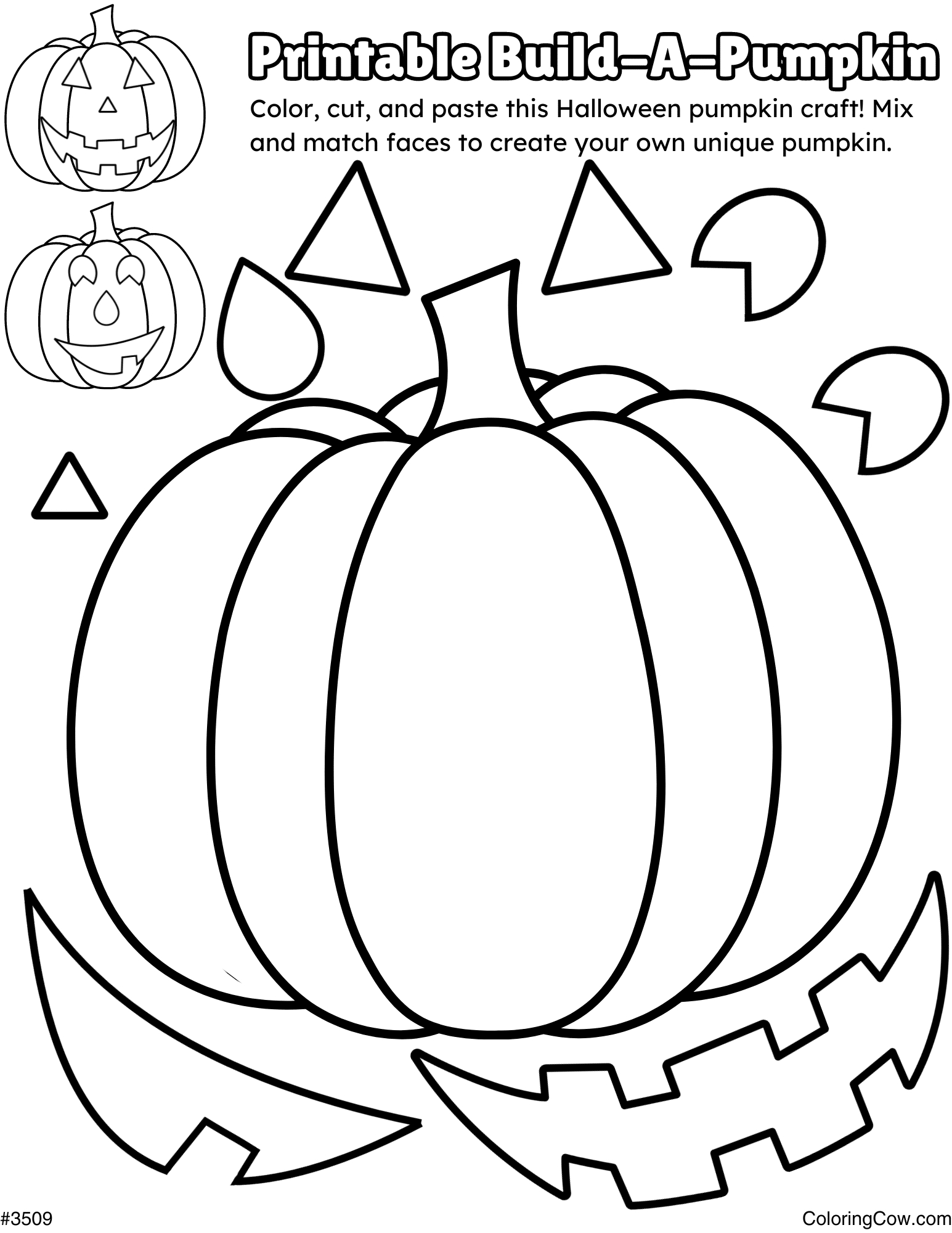 Halloween Build-A-Pumpkin Craft with Pumpkin Cut And Paste Printables