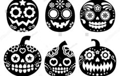 Halloween Kürbis-Vektordesign - Mexikanischer Zuckerschädel-Stil inside Day of The Dead Pumpkin Stencil Printable