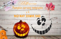 Halloween Pumpkin Carving Template Stencils Instand Download And pertaining to Cheshire Cat Printable Pumpkin Stencil