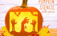 Halloween Zombie Hands Pumpkin Stencil, Graveyard Spooky Hand pertaining to Zombie Stencil For Pumpkins