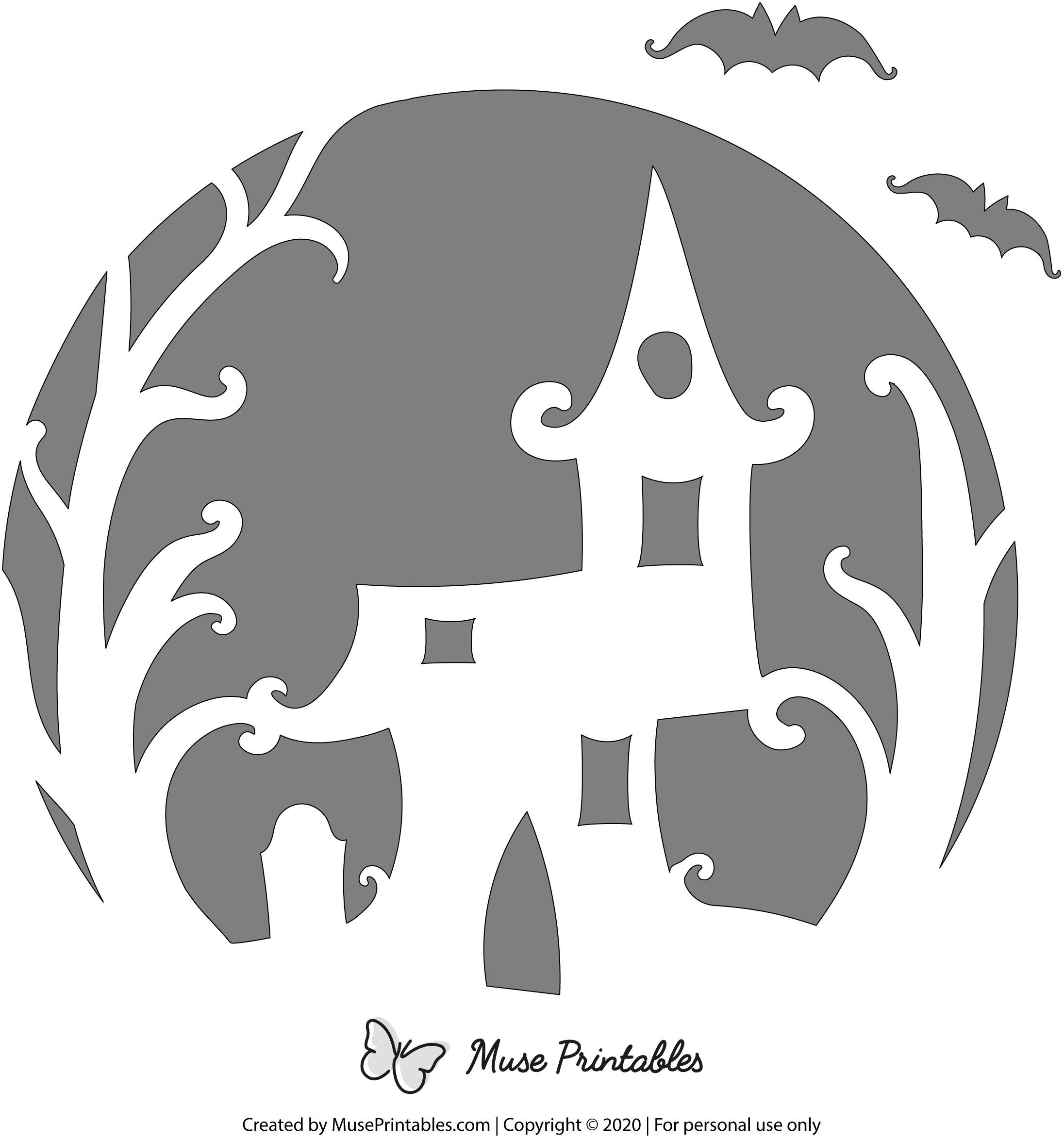 Haunted House (Free Pumpkin Stencil - Pumpkin Pattern - Pumpkin regarding Printable Haunted House Pumpkin Carving
