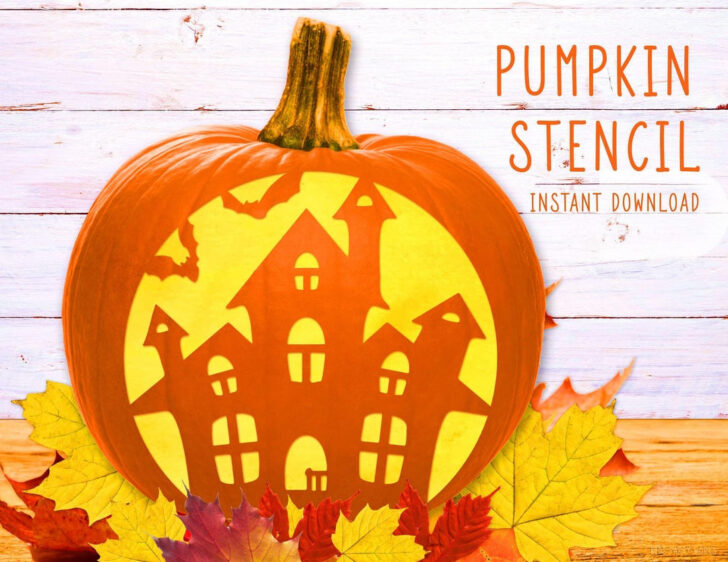 Printable Haunted House Pumpkin Stencils