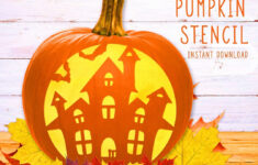 Haunted House Pumpkin Stencil, Printable, Jack O' Lantern, Pumpkin regarding Printable Haunted House Pumpkin Stencil