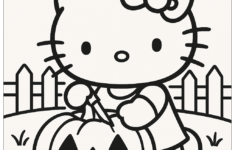 Hello Kitty Carving A Pumpkin Coloring Page (Free Pdf&amp;Png Printable) with regard to Hello Kitty Pumpkin Template Printable