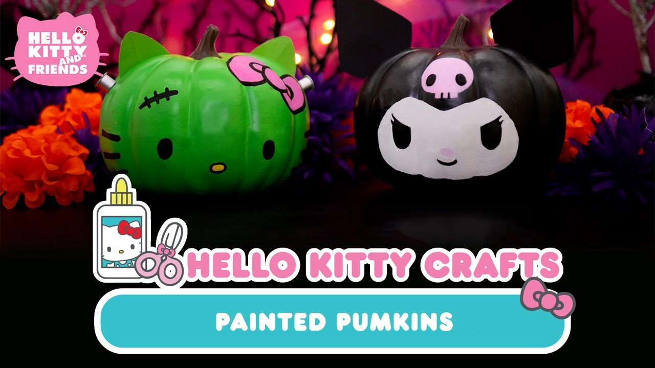 Hello Kitty Painted Pumpkins | Hello Kitty Crafts throughout Zombie Hello Kitty Pumpkin Painting