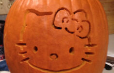 Hello Kitty Pumpkin Carving Tutorial in Free Hello Kitty Pumpkin Stencil Printable