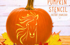 Horse Pumpkin Stencil, Pumpkin Carving Stencil, Printable Pumpkin pertaining to Free Printable Horse Pumpkin Stencils