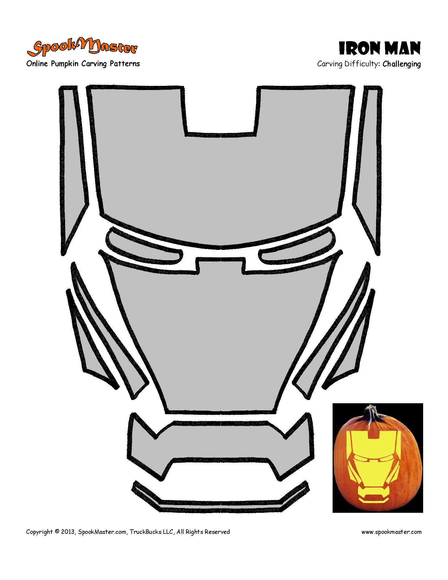 Iron Man (Pumpkin Stencil - Pumpkin Pattern - Pumpkin Template pertaining to Ironman Pumpkin Stencil Printable