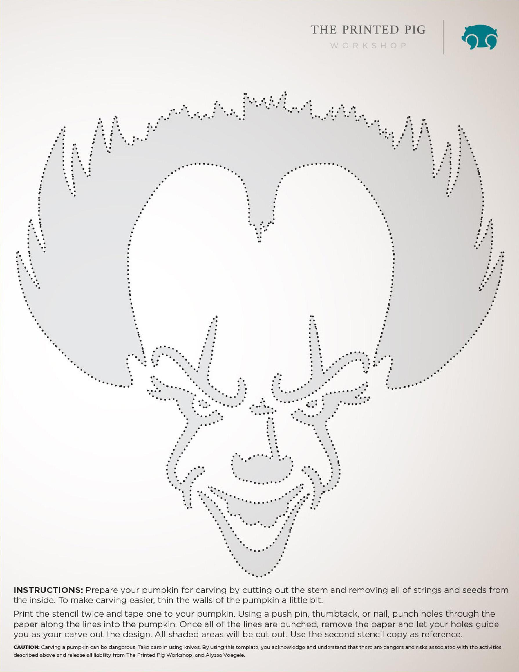 It: Pennywise (Free Pumpkin Stencil - Pumpkin Pattern - Pumpkin for Free Pennywise Pumpkin Stencil Printable