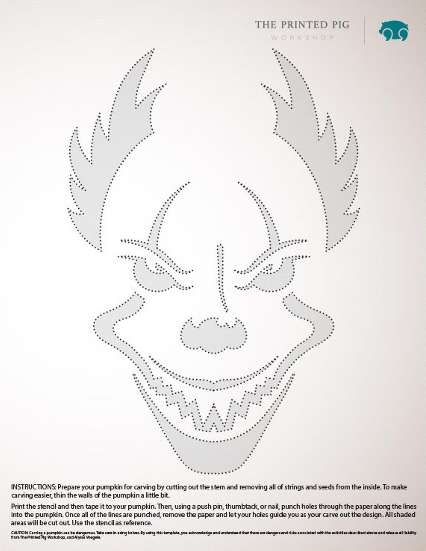 It: Pennywise (Free Pumpkin Stencil - Pumpkin Pattern - Pumpkin in Pennywise Pumpkin Stencils Free Printable