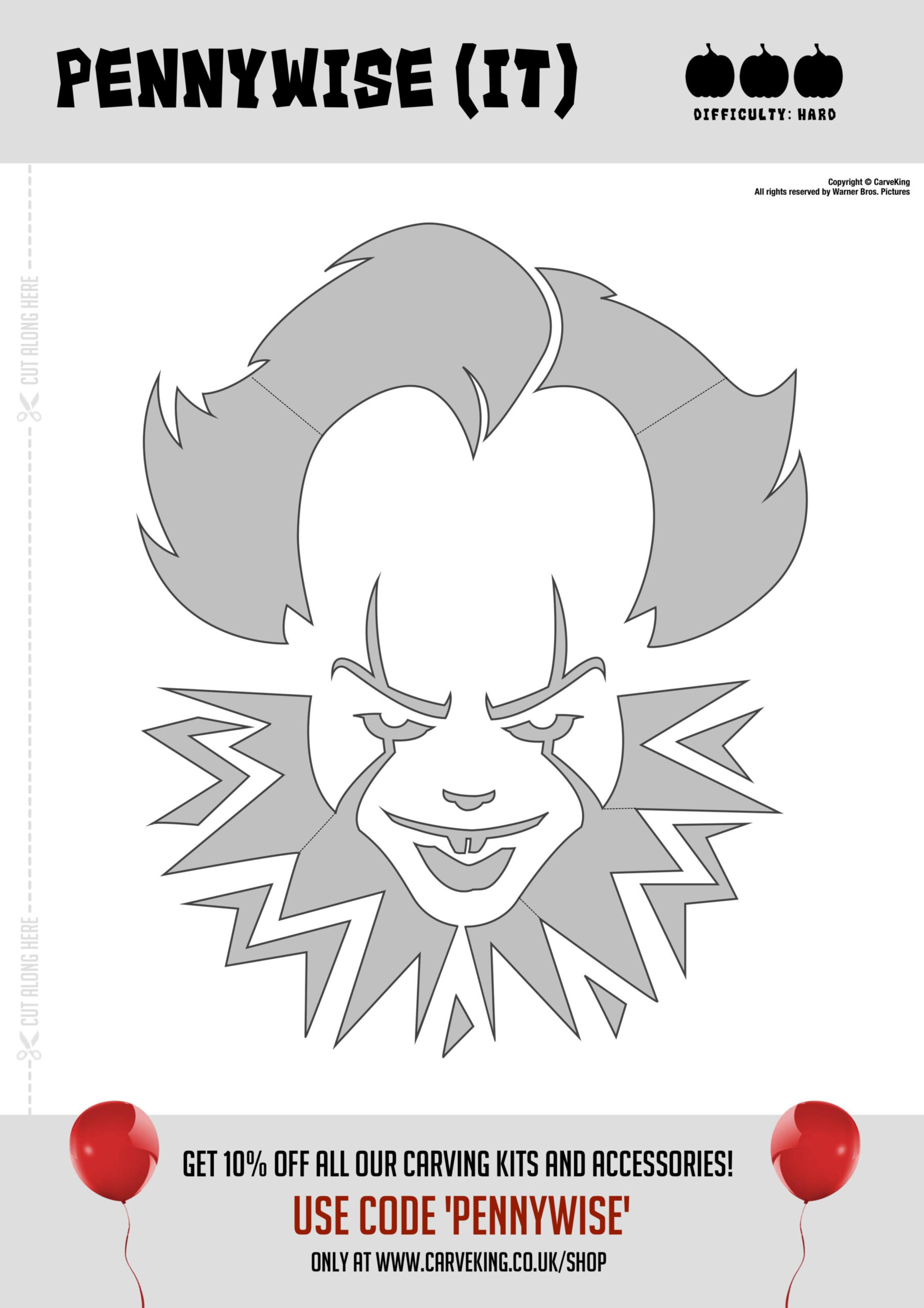 It: Pennywise (Free Pumpkin Stencil - Pumpkin Pattern - Pumpkin throughout Printable Pumpkin Stencils Hard