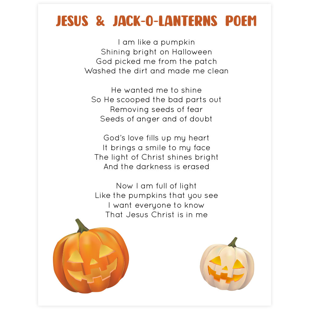 Jesus And Jack-O-Lanterns Poem - Printable inside Pumpkin Christian Story Free Printable