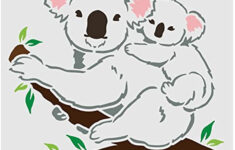 Koala Bear Stencil 11.8X11.8Inch Reusable Koalas On Tree Stencil in Printable Koala Pumpkin Stencil