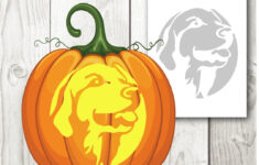 Labrador Retriever, Halloween Dogs, Pumpkin Carving, Stencil for Golden Retriever Pumpkin Stencil Printable