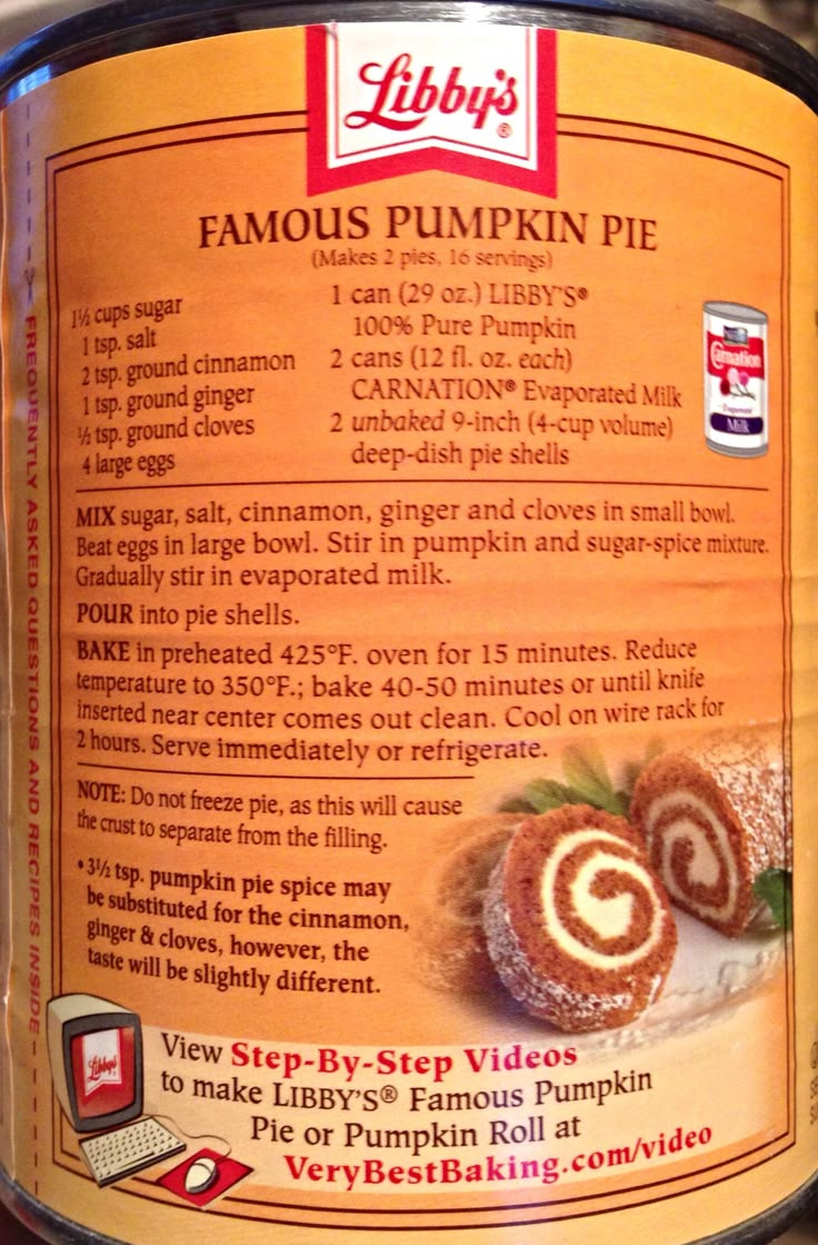 Libby&amp;#039;S Pumpkin Pie *But, I Add A Pinch Of Nutmeg,Use 1/2 Cup with regard to Printable Libby&amp;#039;S Pumpkin Pie Recipe