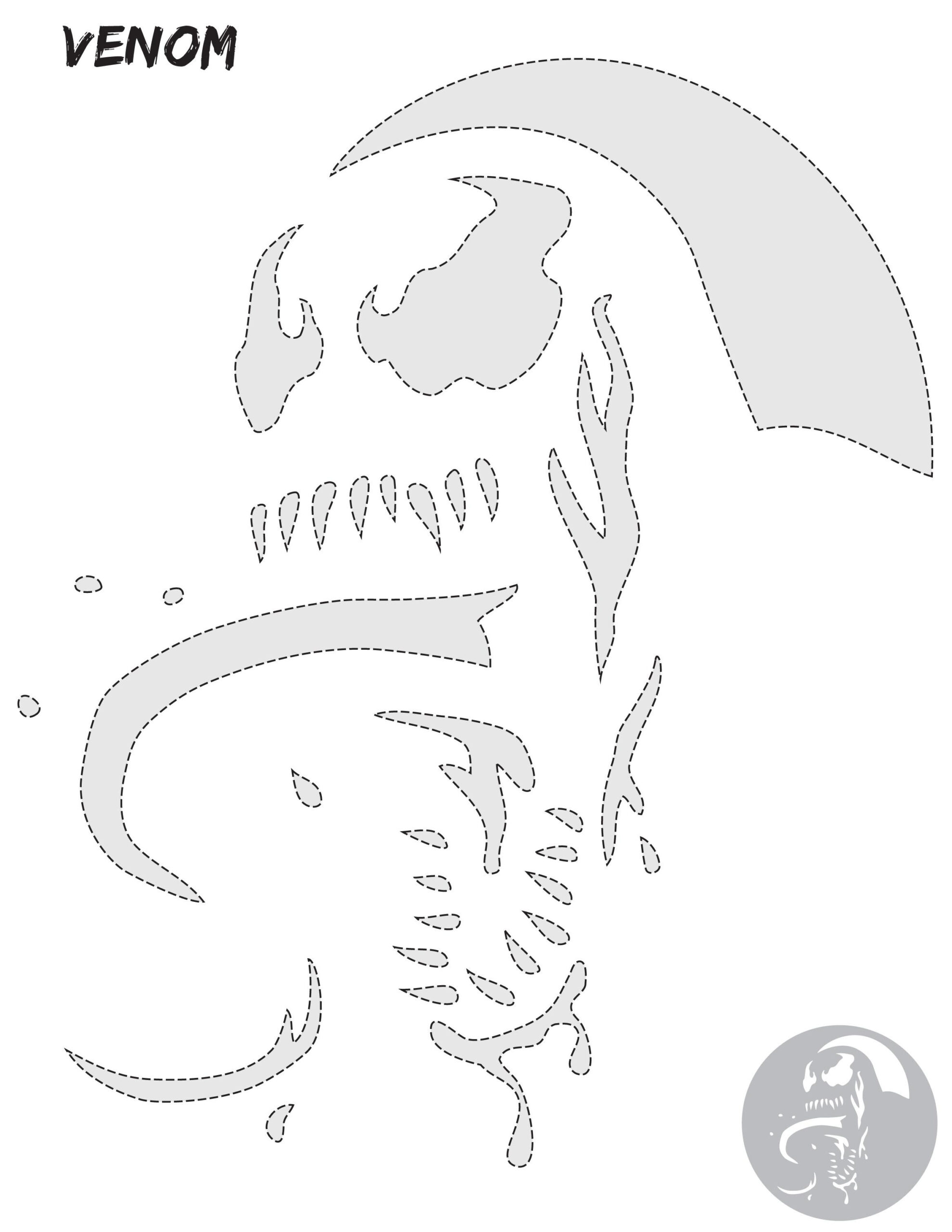 Marvel: Venom (Pumpkin Stencil - Pumpkin Pattern - Pumpkin in Venom Pumpkin Carving Stencils Printable