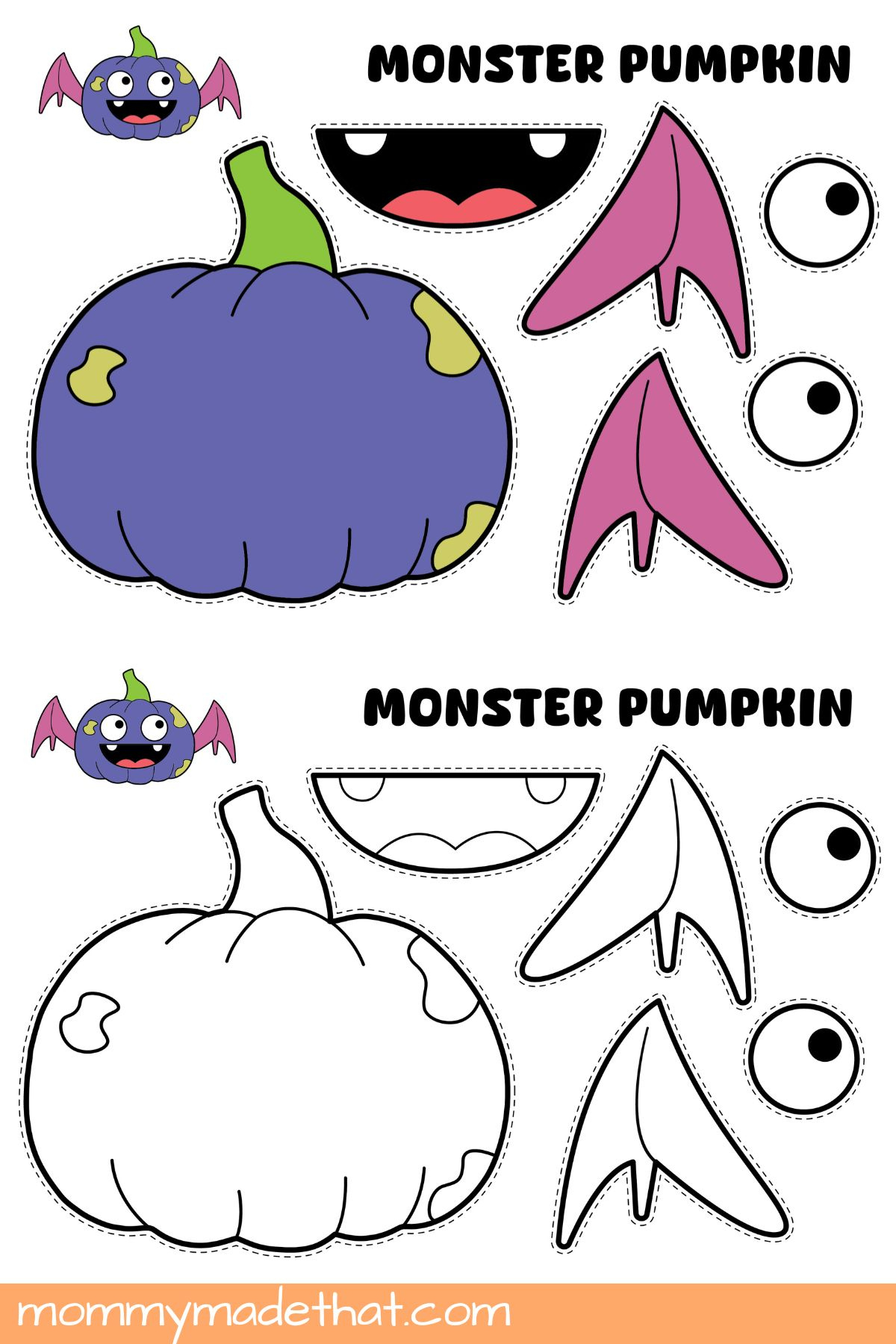 Monster Pumpkin Craft intended for Pumpkin Crafts For Kids Printable