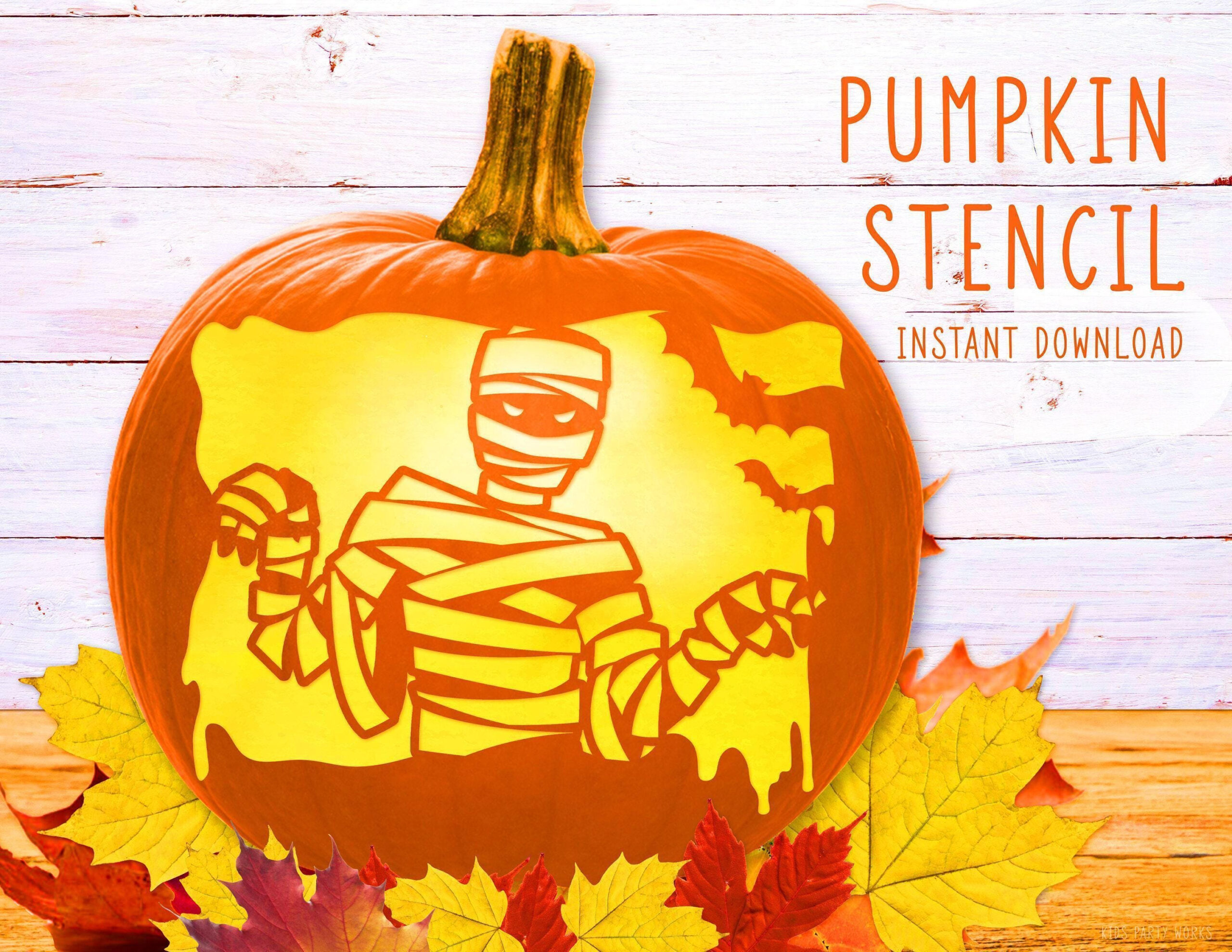 Mummy Pumpkin Stencil, Spooky Printable Stencil, Jack O&amp;#039; Lantern throughout Printable Mummy Pumpkin Stencil